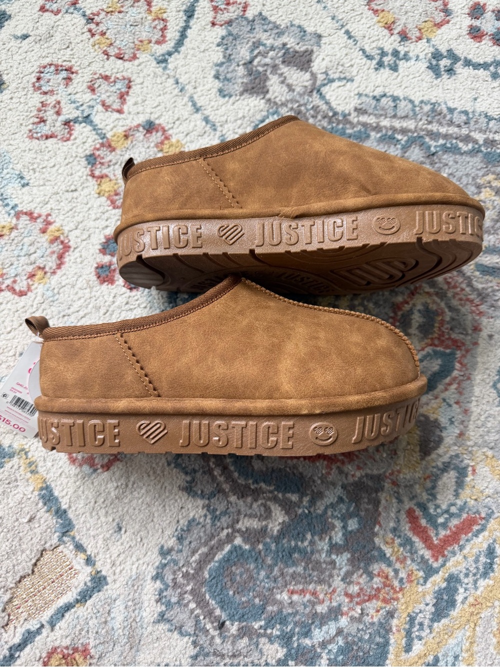 Justice Girls' Tan Slip-On Platform Slippers